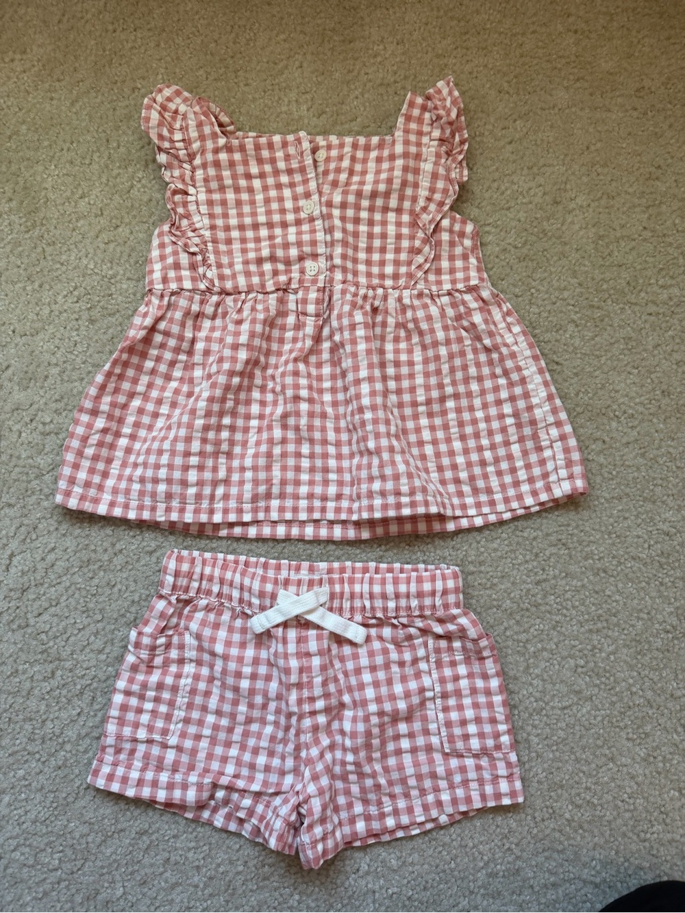 Little Planet by Carters Girls Gingham Red and White Top and Shorts Set 4T